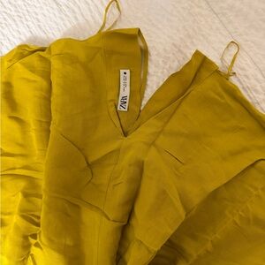 Zara Mustard Yellow V-Neck Dress